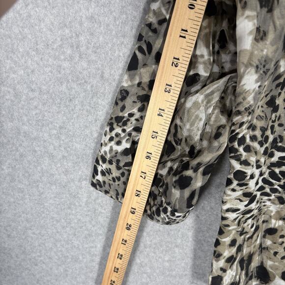 90s Gloria Vanderbilt Top Large Modal Animal Leopard Pleated Neutrals Tunic Loud - Picture 9 of 14